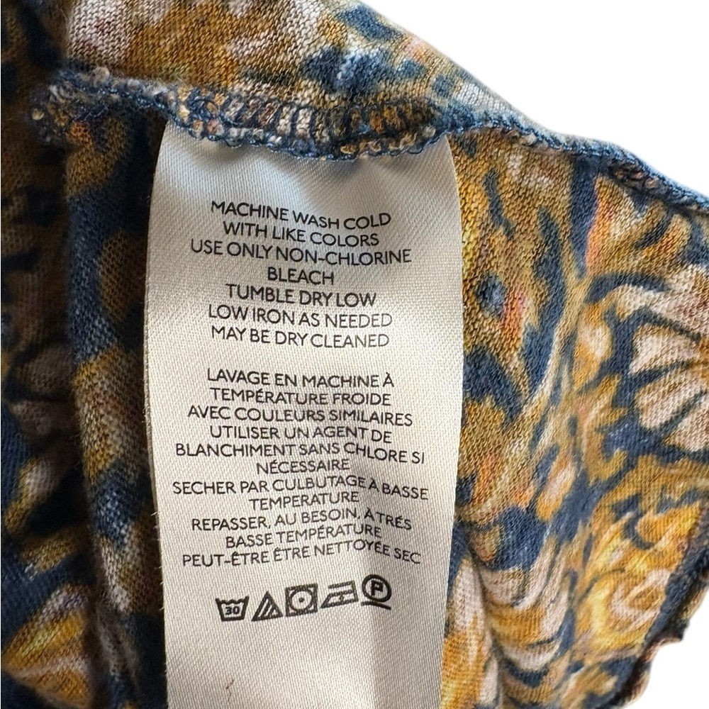 Free People navy and Yellow Printed Ruffled Up Top Floral Blouse sz M - Picture 13 of 14